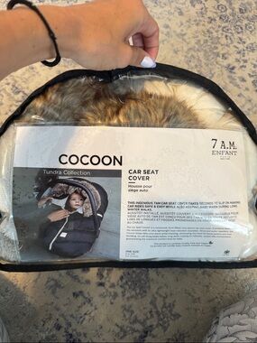 7 A.M. Enfant Cocoon Tundra Collection Car Seat Cover - Brown Faux Fur